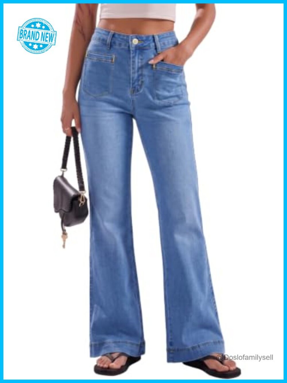 Sidefeel Women's Flare Jeans High Waisted Boot Cut Wide Leg Denim Pants